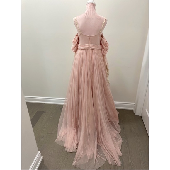 Blush pink gown with cream hand embroidery - Picture 3 of 4
